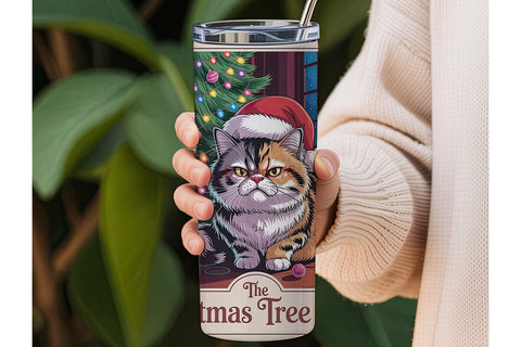 Grumpy Christmas Cat 20oz Tumbler Wrap Sublimation DesignSVG 