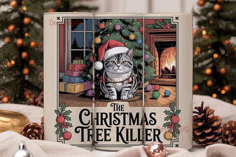 Grumpy Christmas Cat 20oz Tumbler Wrap Sublimation DesignSVG 