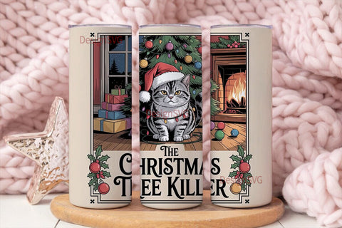 Grumpy Christmas Cat 20oz Tumbler Wrap Sublimation DesignSVG 