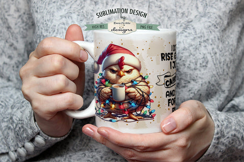Grumpy Christmas Chicken Sublimation Mug - 11 & 15 oz. Mug Design PNG Sublimation Ewe-N-Me Designs 