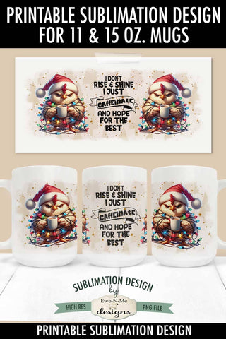Grumpy Christmas Chicken Sublimation Mug - 11 & 15 oz. Mug Design PNG Sublimation Ewe-N-Me Designs 