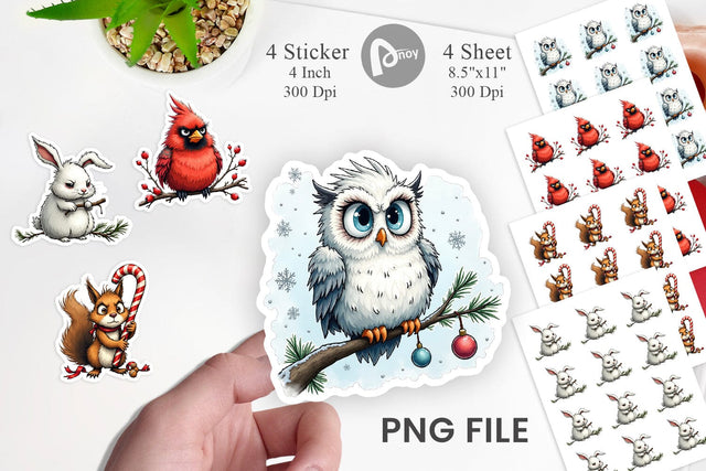 Grumpy Christmas Critters Sticker Sublimation artnoy 