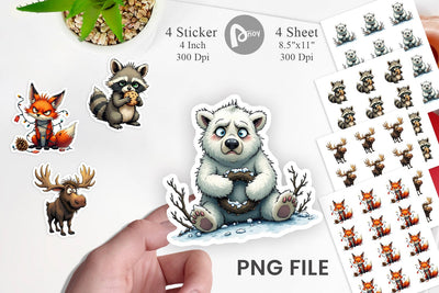 Grumpy Christmas Critters Sticker Sublimation artnoy 
