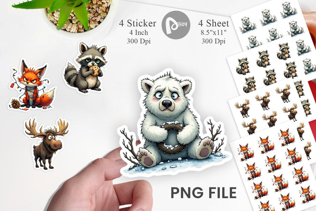 Grumpy Christmas Critters Sticker Sublimation artnoy 
