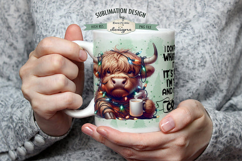 Grumpy Christmas Highland Cow Sublimation Mug - 11 & 15 oz Mug Design Sublimation Ewe-N-Me Designs 