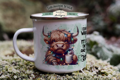 Grumpy Christmas Highland Cow Sublimation Mug - 11 & 15 oz Mug Design Sublimation Ewe-N-Me Designs 
