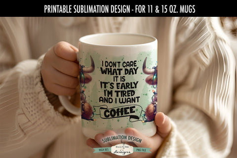 Grumpy Christmas Highland Cow Sublimation Mug - 11 & 15 oz Mug Design Sublimation Ewe-N-Me Designs 