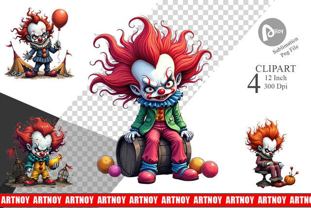 Grumpy Clown Clipart Sublimation artnoy 