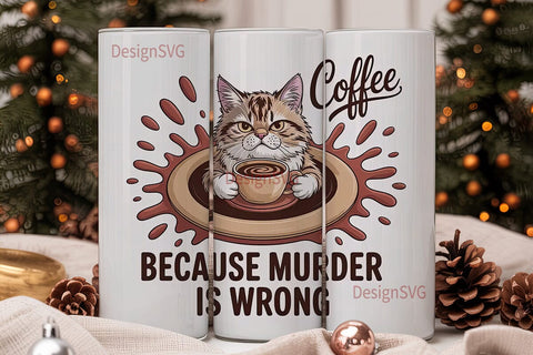 Grumpy Coffee Cat 20oz Tumbler Wrap Sublimation DesignSVG 