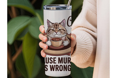Grumpy Coffee Cat 20oz Tumbler Wrap Sublimation DesignSVG 