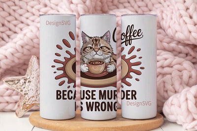 Grumpy Coffee Cat 20oz Tumbler Wrap Sublimation DesignSVG 