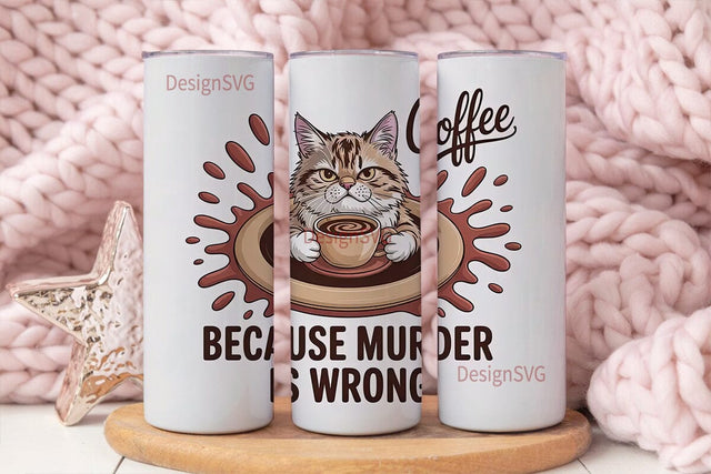 Grumpy Coffee Cat 20oz Tumbler Wrap Sublimation DesignSVG 
