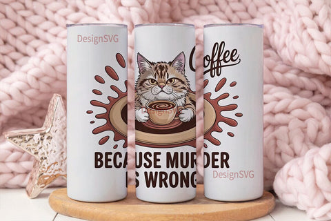 Grumpy Coffee Cat 20oz Tumbler Wrap Sublimation DesignSVG 