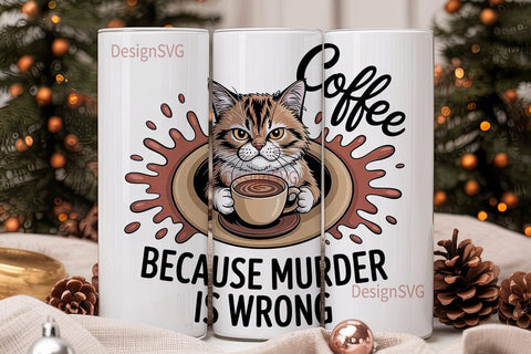 Grumpy Coffee Cat 20oz Tumbler Wrap Sublimation DesignSVG 