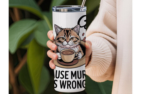 Grumpy Coffee Cat 20oz Tumbler Wrap Sublimation DesignSVG 