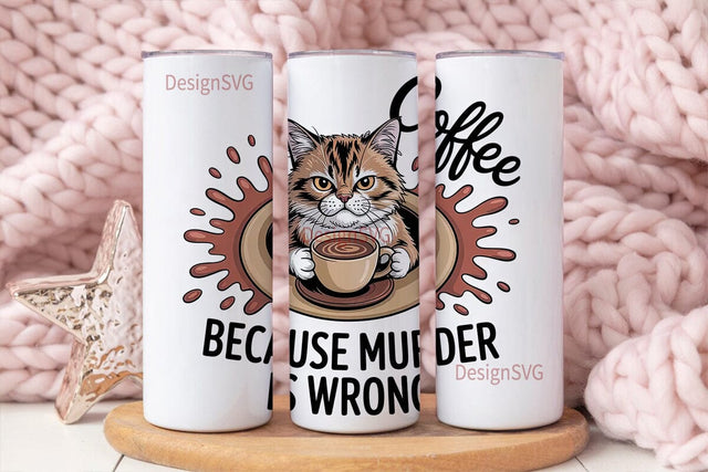 Grumpy Coffee Cat 20oz Tumbler Wrap Sublimation DesignSVG 