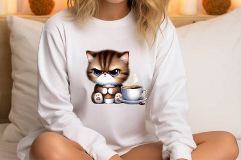 Grumpy Coffee Cat Clipart Sublimation Rupkotha 
