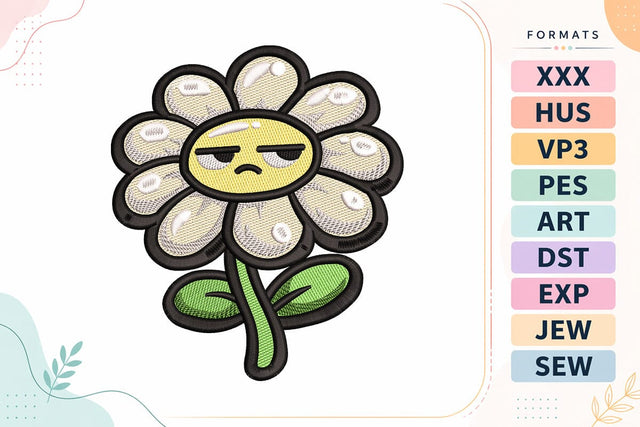 Grumpy Daisy Flower Embroidery Design Embroidery/Applique DESIGNS sg embroidery 