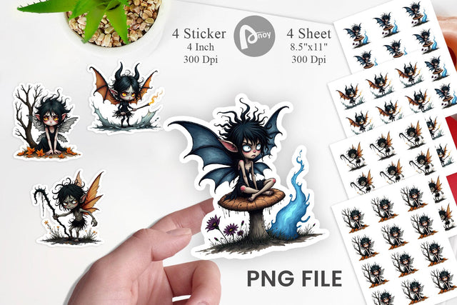 Grumpy Dark Fairy Sticker Sublimation artnoy 