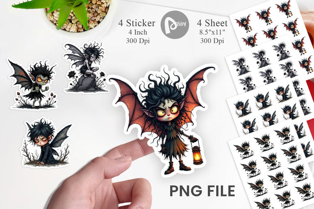 Grumpy Dark Fairy Sticker Sublimation artnoy 