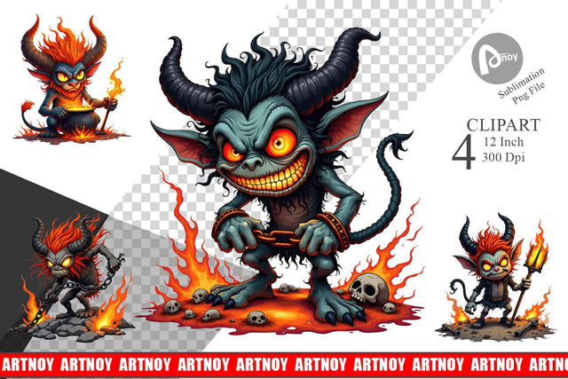 Grumpy Demon Clipart Sublimation artnoy 