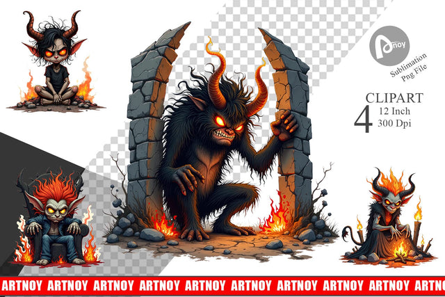 Grumpy Demon Clipart Sublimation artnoy 