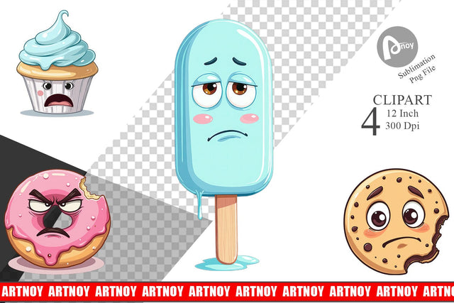 Grumpy Desserts Clipart Sublimation artnoy 