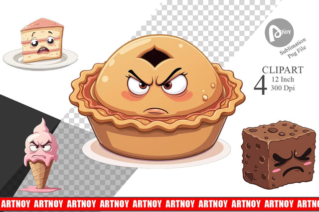 Grumpy Desserts Clipart Sublimation artnoy 
