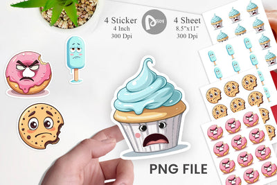 Grumpy Desserts Sticker Sublimation artnoy 