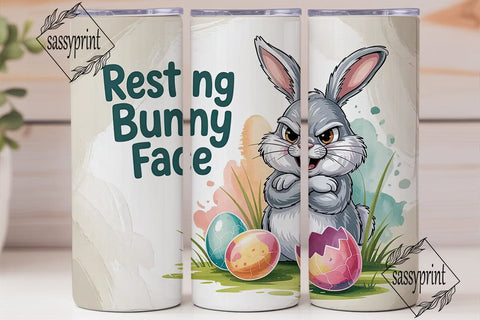 Grumpy Easter Bunny 20oz Tumbler Wrap Sublimation sassyprint 