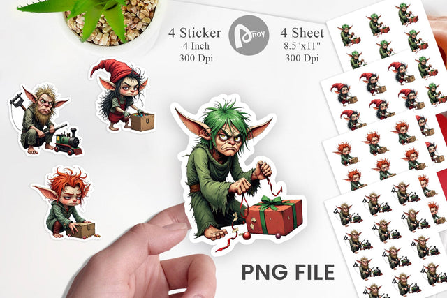 Grumpy Elf Workshop Sticker Sublimation artnoy 