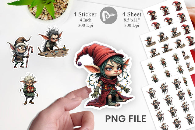 Grumpy Elf Workshop Sticker Sublimation artnoy 