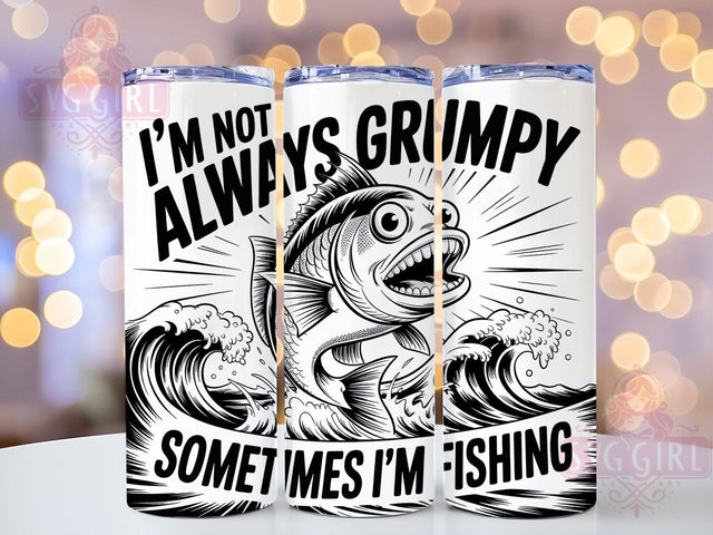 Grumpy Fisherman 20oz Tumbler, Fishing Tumbler, Sublimation Wrap, 20oz Tumbler Design, Outdoor Fishing Gift, PNG Tumbler Wrap, Funny Fishing Quote Sublimation SvggirlplusArt 