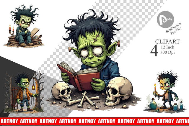 Grumpy Frankenstein Clipart Sublimation artnoy 