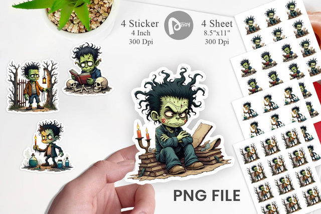 Grumpy Frankenstein Sticker Sublimation artnoy 