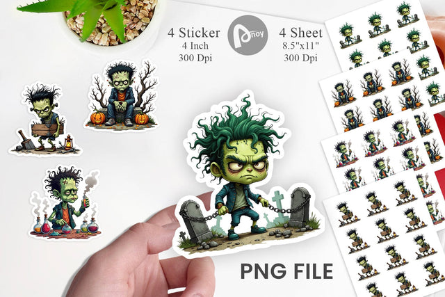 Grumpy Frankenstein Sticker Sublimation artnoy 