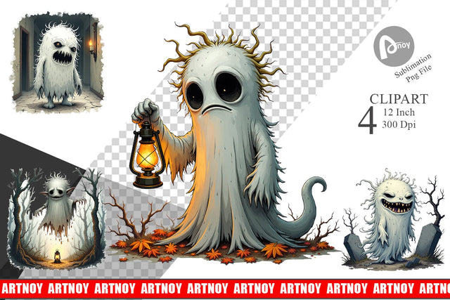 Grumpy Ghost Clipart Sublimation artnoy 