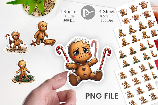 Grumpy Gingerbread Gang Sticker Sublimation artnoy 