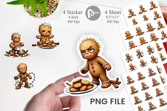 Grumpy Gingerbread Gang Sticker Sublimation artnoy 