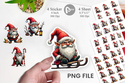 Grumpy Gnome Christmas Sticker Sublimation artnoy 