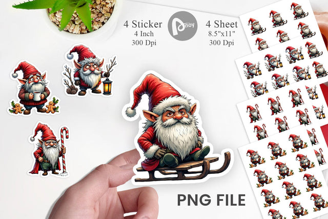 Grumpy Gnome Christmas Sticker Sublimation artnoy 