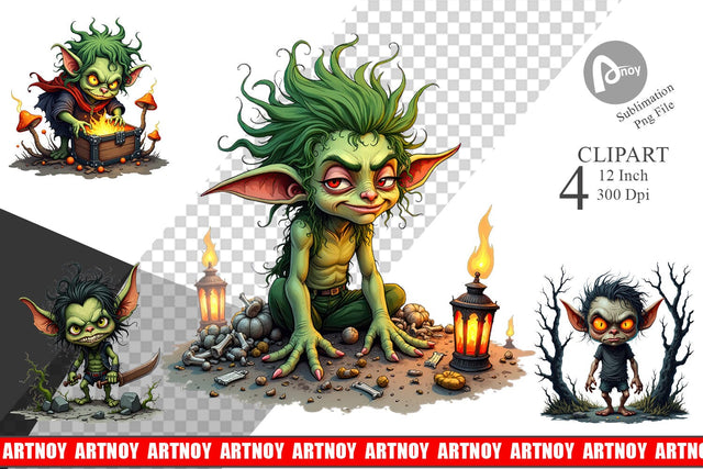 Grumpy Goblin Clipart Sublimation artnoy 