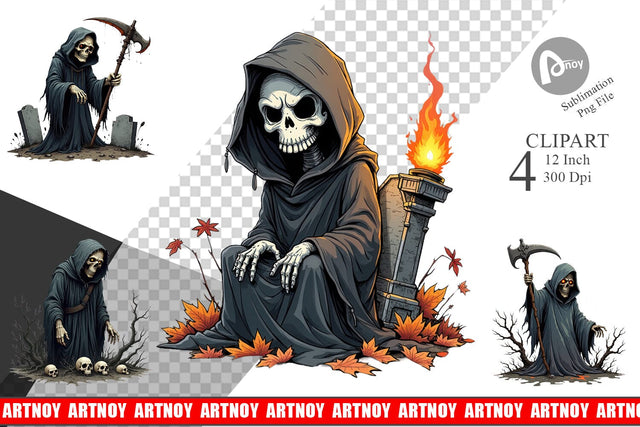 Grumpy Grim Reaper Clipart Sublimation artnoy 