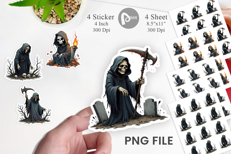 Grumpy Grim Reaper Sticker Sublimation artnoy 