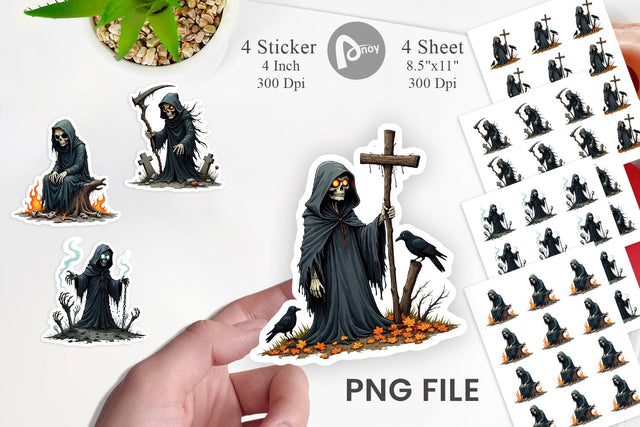 Grumpy Grim Reaper Sticker Sublimation artnoy 