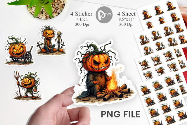 Grumpy Jack o Lantern Sticker Sublimation artnoy 