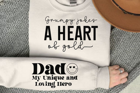 Grumpy jokes a heart of gold Sleeve SVG Design, Dad Quotes Sleeve SVG, Father's Day Sleeve T shirt Design, Dad SVG Design SVG Regulrcrative 