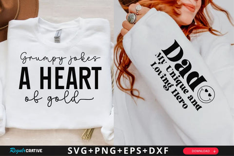 Grumpy jokes a heart of gold Sleeve SVG Design, Dad Quotes Sleeve SVG, Father's Day Sleeve T shirt Design, Dad SVG Design SVG Regulrcrative 