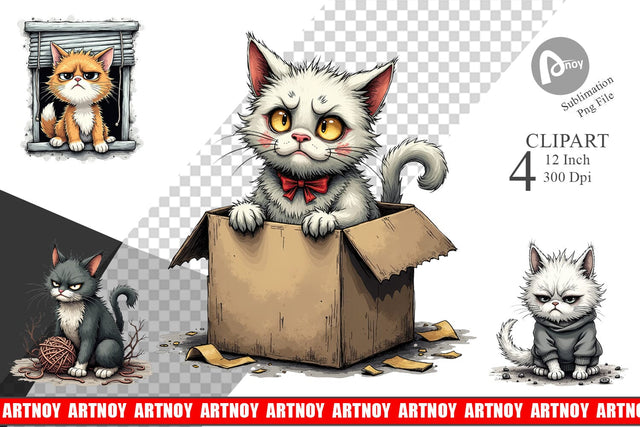 Grumpy Kitty Clipart Sublimation artnoy 