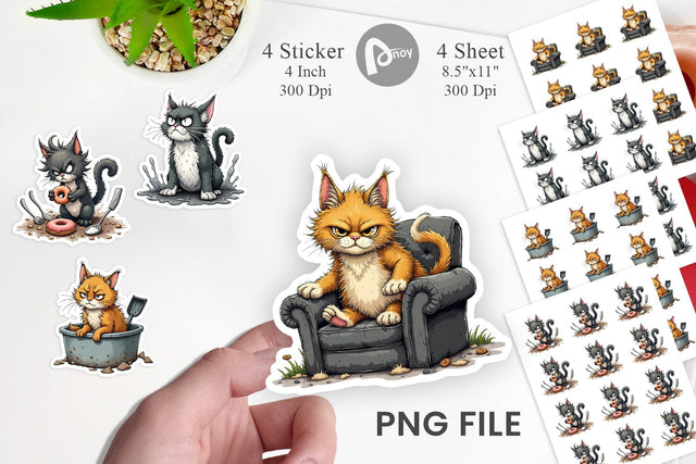 Grumpy Kitty Sticker Sublimation artnoy 